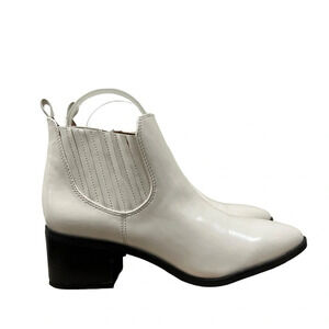 Franco Sarto White Alesso Faux Leather Heeled Ankle Booties 7